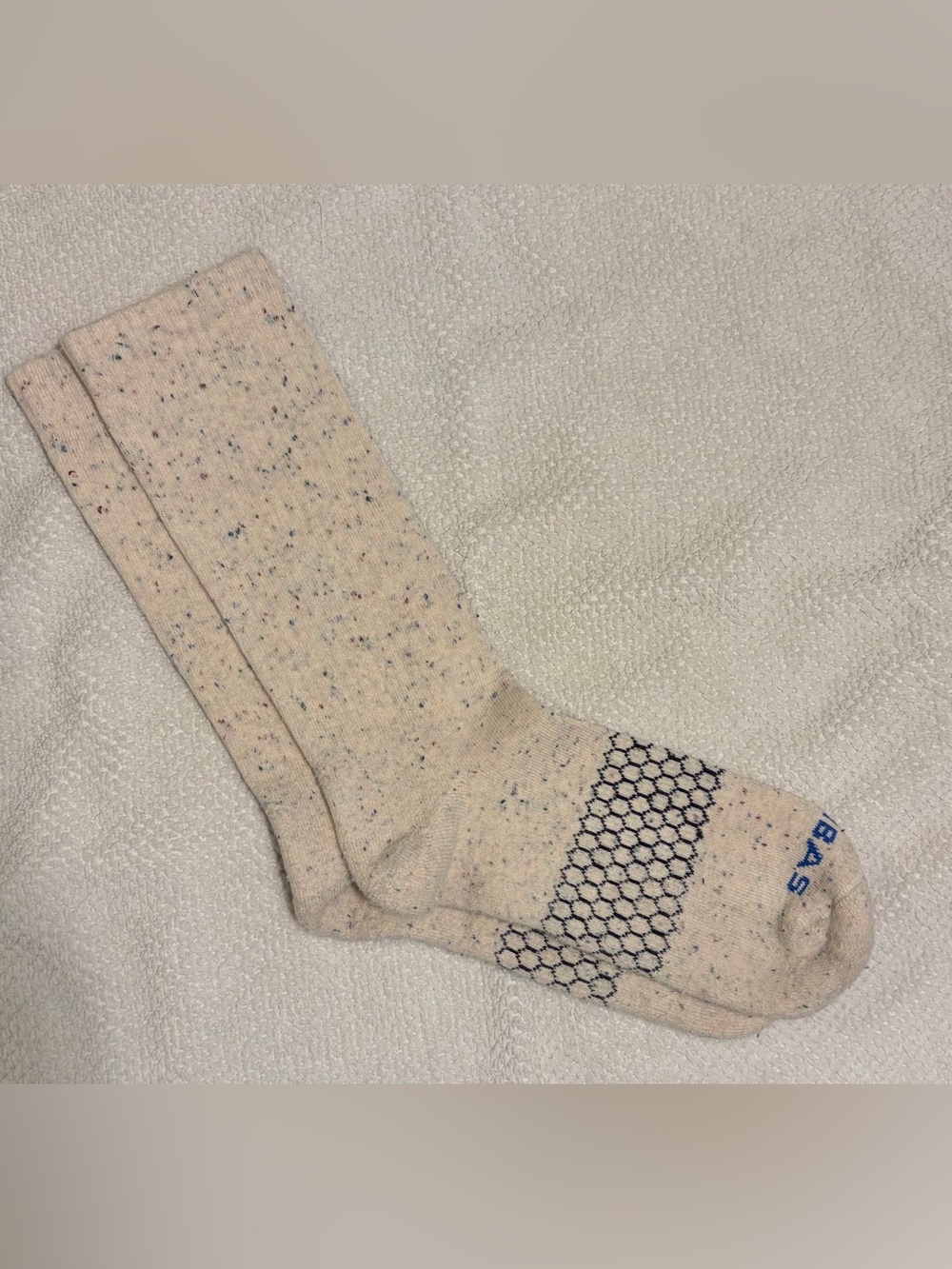 Bombas Women’s Marl Calf Socks Cream Speckled Size Large Cotton Blend